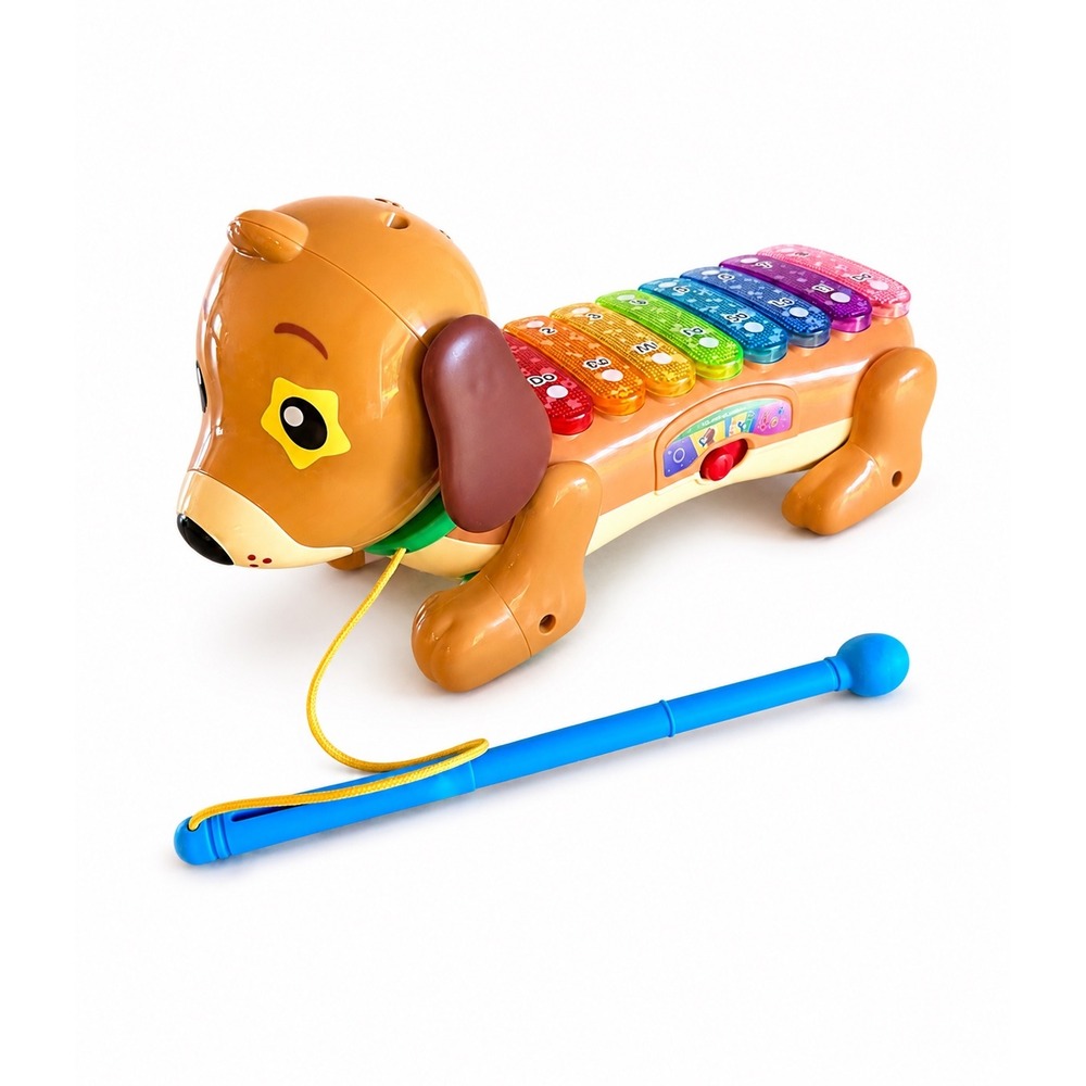 VTech Pull Along Dog Musical Toy Light Up Keys Brown Zoo Jamz Xylophone